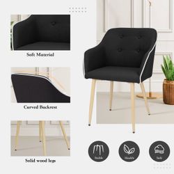 Set Of 4- Black Fabric Arm Chair 