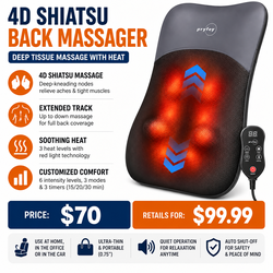 NEW 4D Shiatsu Back Massager with Heat | Deep Tissue Massage