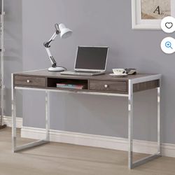Wooden Writing Desk with Chrome Frame
