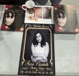 Memorial plaques,keychains,cards, cups