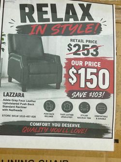 Faux Leather Push Back Recliner