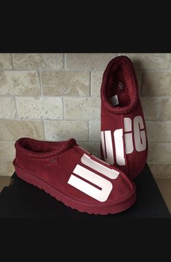 NEW UGG MENS TASMAN CHOPD LOGO RIBBON RED SLIPPER SHOES/ SIZE 11