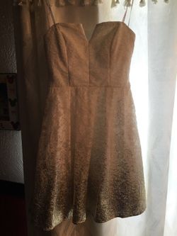 Dillard's dress white with gold