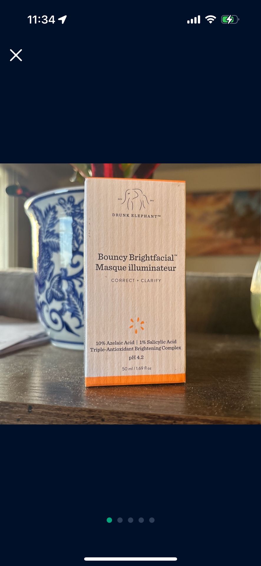 Drunk Elephant Bouncy Brighfacial Masque Illuminateur 50ml/1.69 Fl Oz AUTHENTIC!