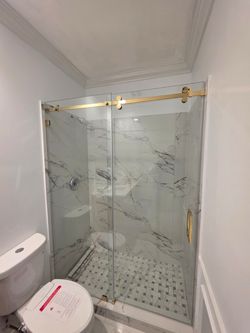 Frameless Sliding Glass Shower Door Gold Hardware