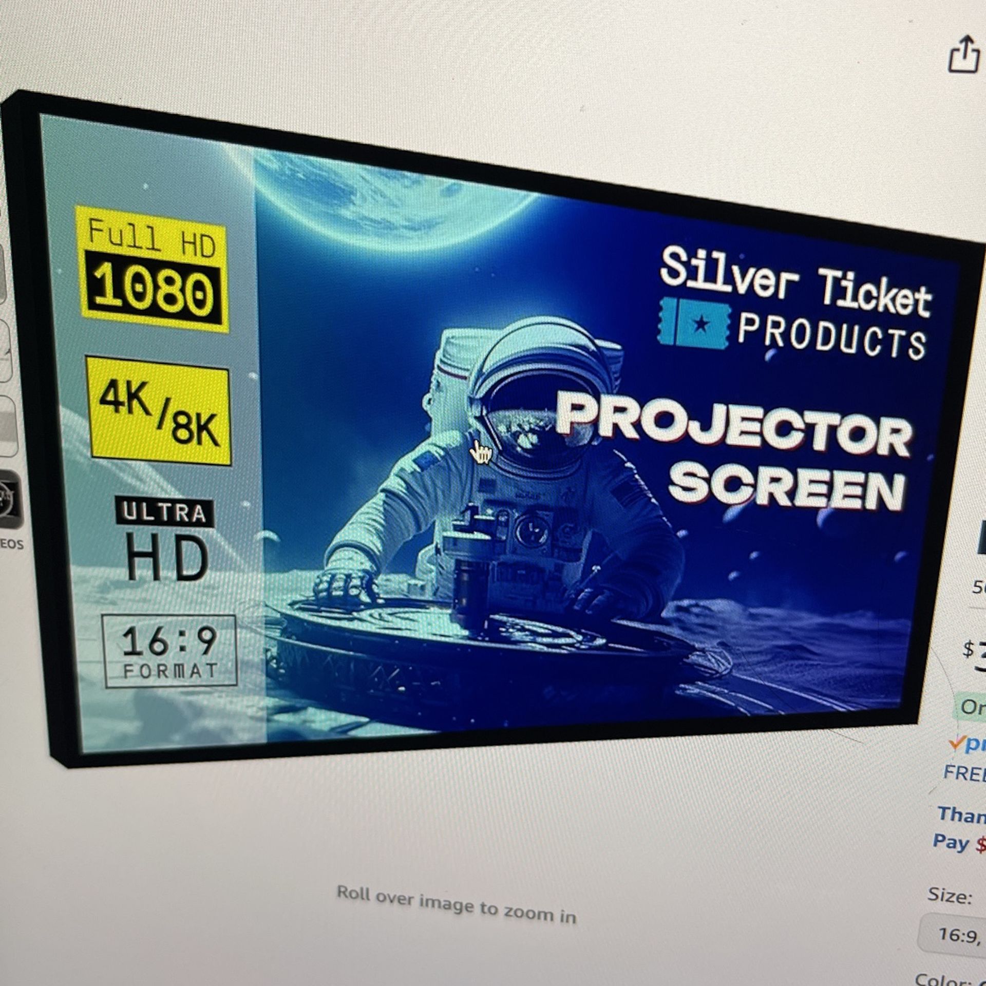 Silver Ticket 120” Grey projector screen