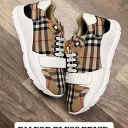 Burberry Vintage Check Suede Leather Sneakers Beige