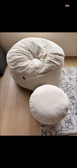 CordaRoy's Convertible Queen Bean Bag Chair & Matching Pouf Ottoman Set