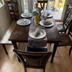 Dining Table And Four Chairs Snd Bench