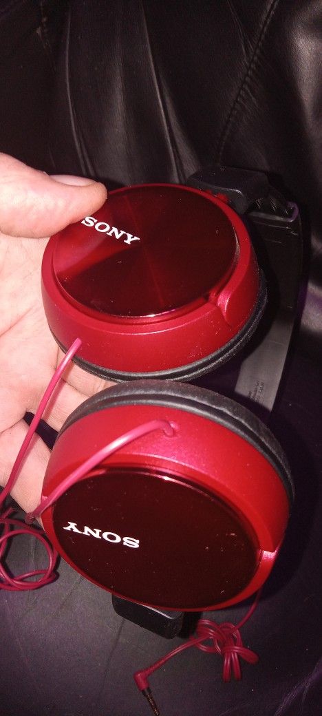 Red Satin Factory Sony Plug Ins Headphones
