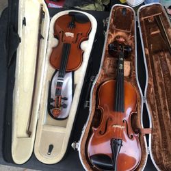 (2) VIOLINS IN CASES GLAESEL/CECILIA