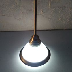 Hanging Pendant Light (Hard-Wired) with 6.5” Frosted Glass Shade (7.5” Trim), Adjustable Length