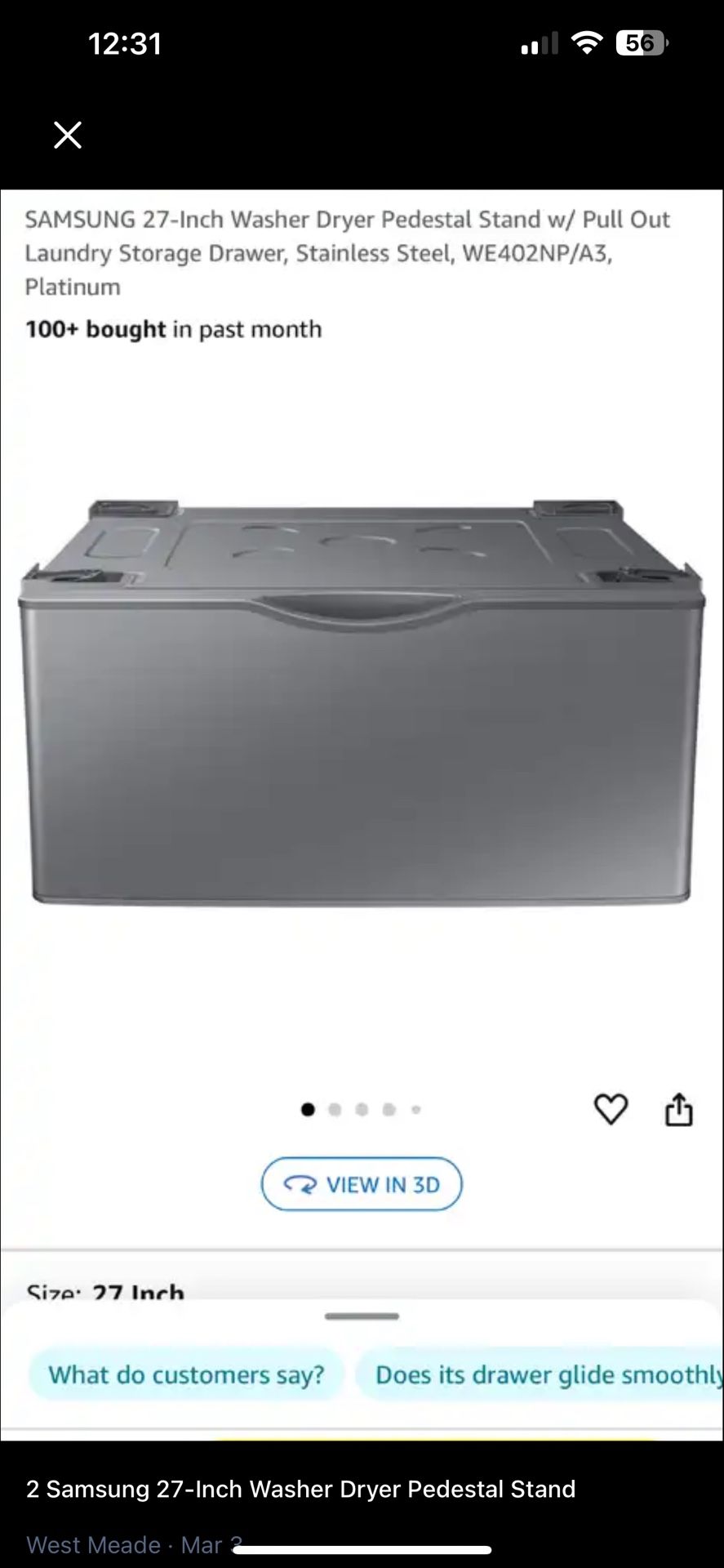 2 Practically New 27 Inch Samsung Pedestals $100 For The Pair.
