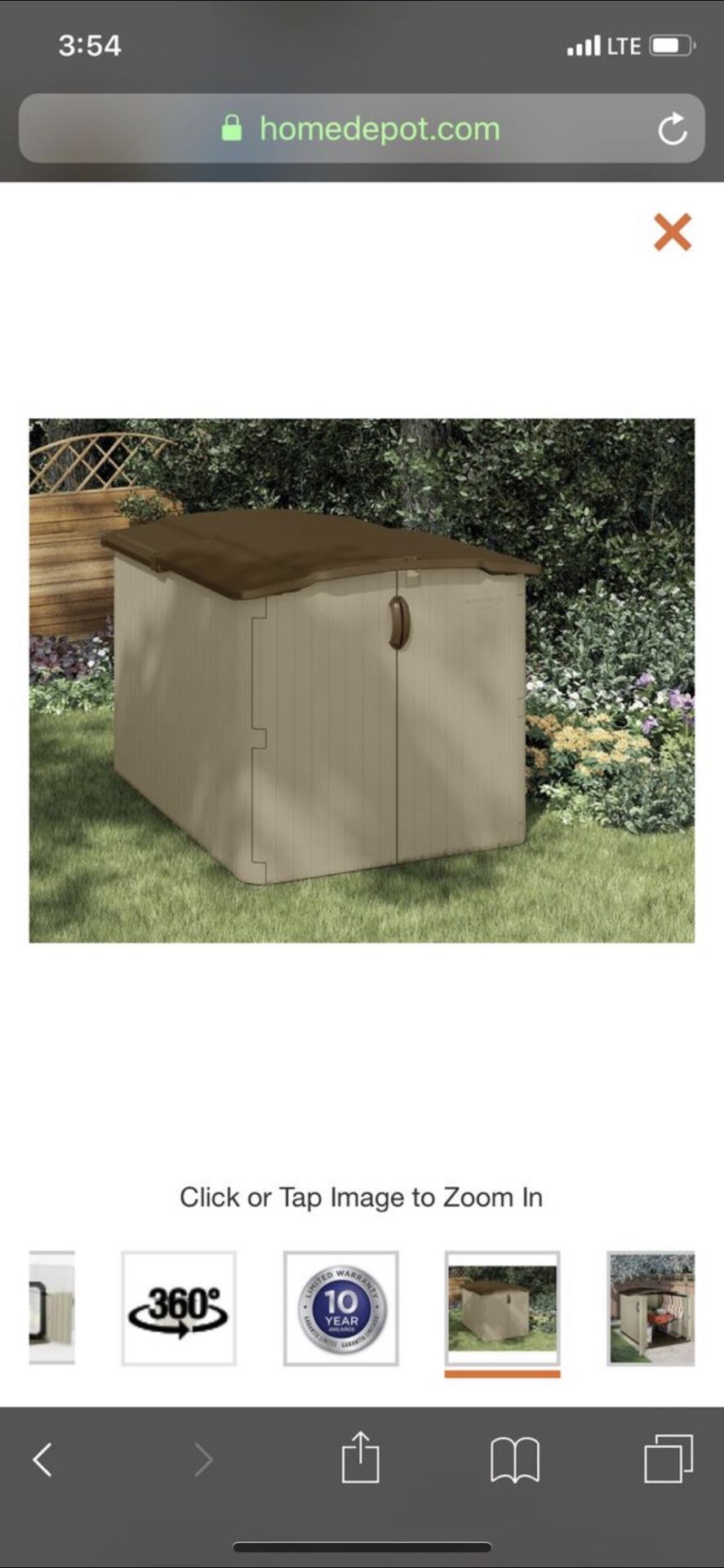 Suncast Glidetop 6 ft. 8 in. x 4 ft. 10 in. Resin Storage Shed***NEW***