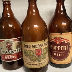 Vintage Quart Size Beer Bottles 3 For $15