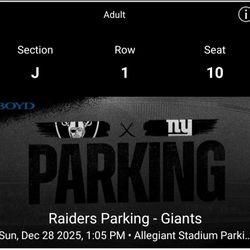 Raiders vs Giants with Tailgating Parking