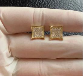 10mm mens gold plated stainless steel kite earrings