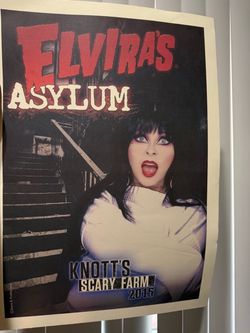 LARGE ELVIRA’S  ASYLUM FROM KNOTTS SCARY FARM 2015 POSTER UNFRAMED