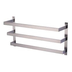 Square 24 in Wall Mounted Towel Rack Single Towel Holder in Brushed Nickel