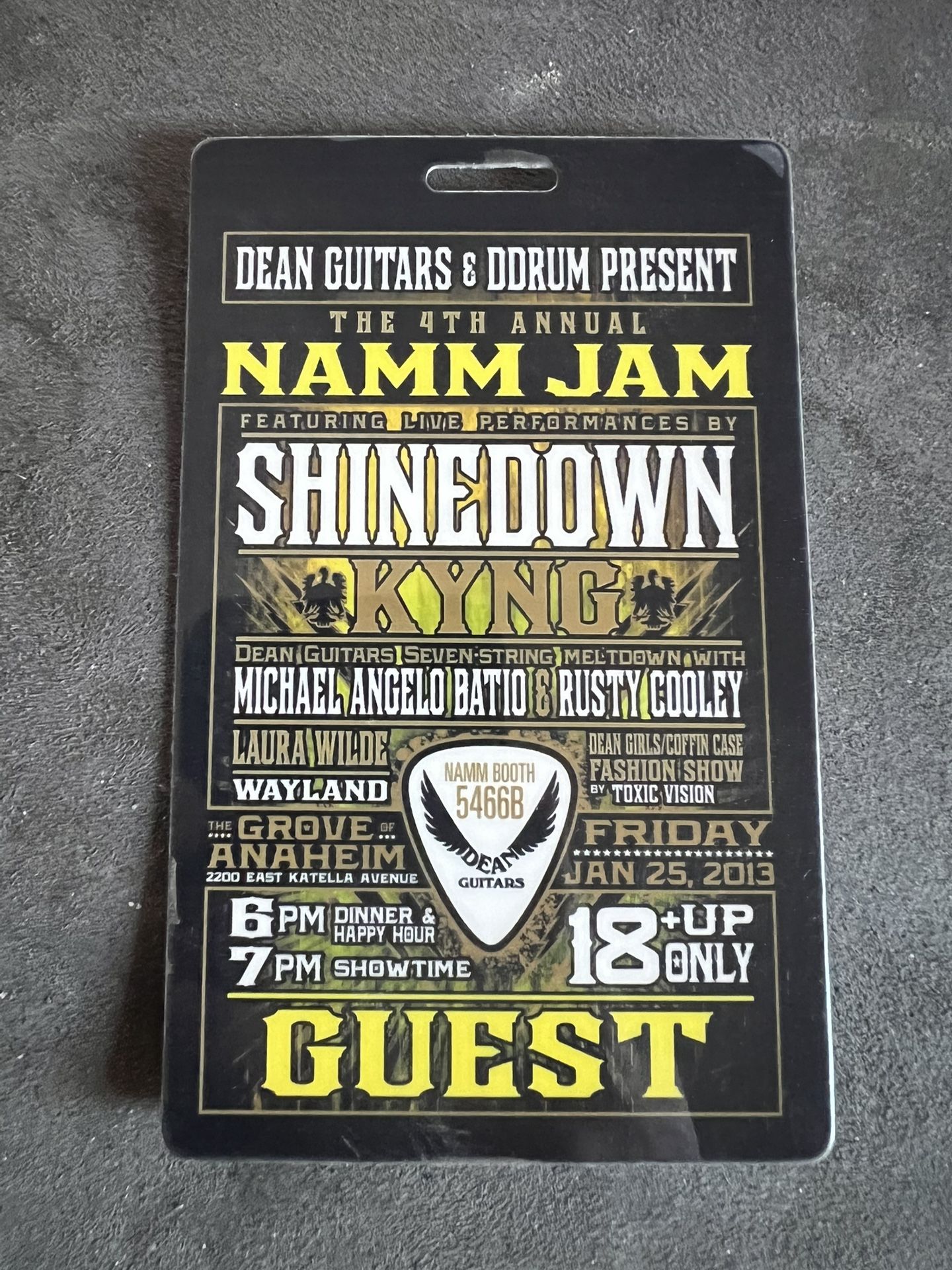 SHINEDOWN NAMM JAM PASS COLLECTIBLE