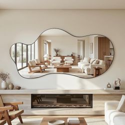 Large Asymmetric Wall Mirror Black Frame