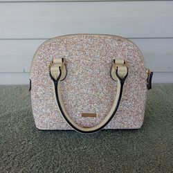 ALDO Barland Dome Satchel Bag Champagne Glitter Sparkle