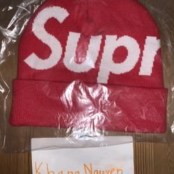 Supreme Big Logo Beanie - Red