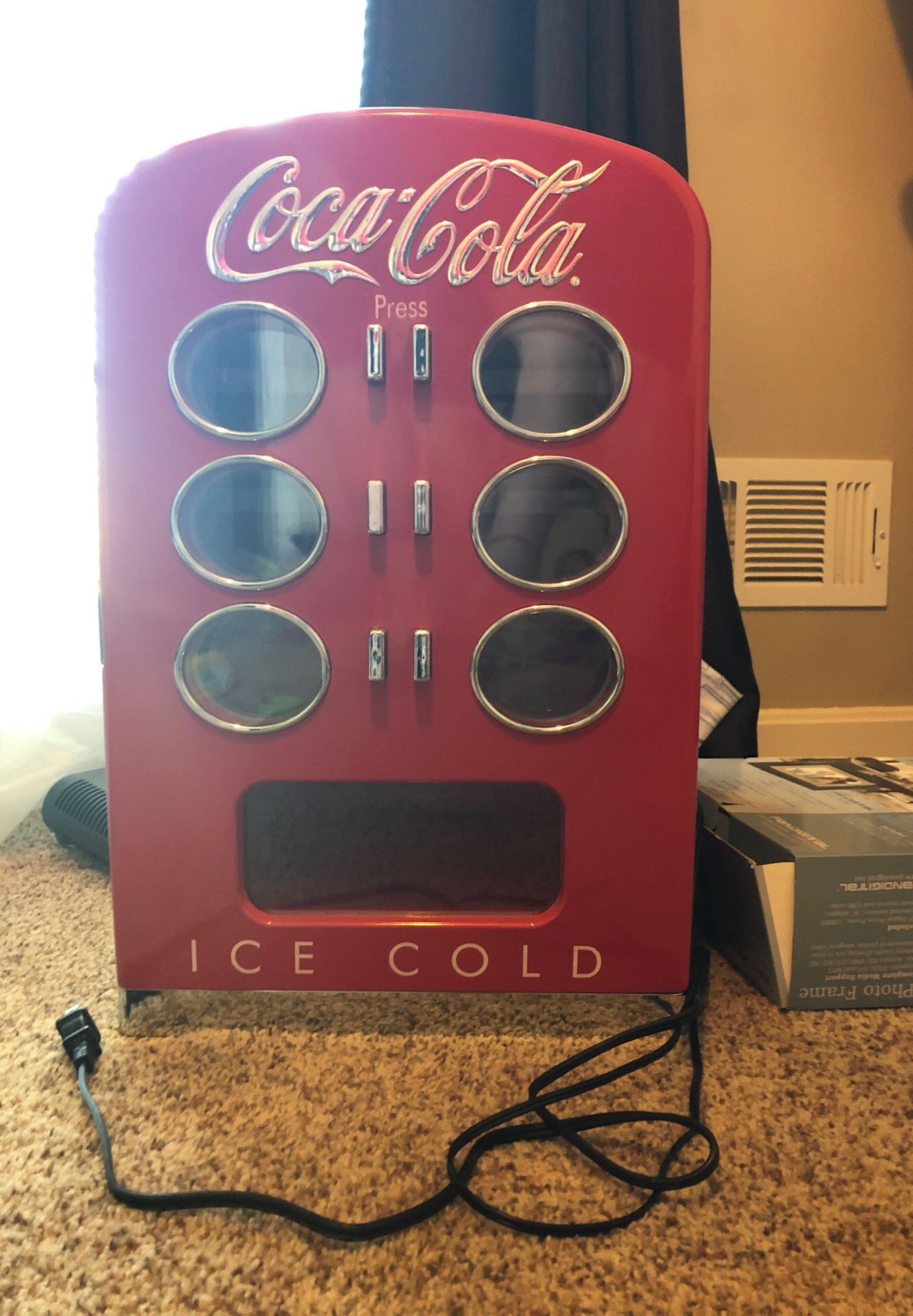 Coca Cola mini refrigerator vending machine