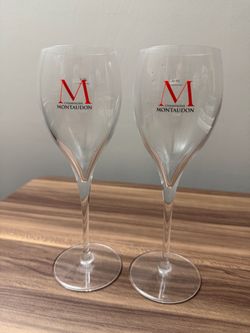 Champagne Montaudon Crystal-Style Flute Glasses — Set of 2
