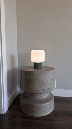 Modern Faux Concrete Side Table + Rechargeable LED Lamp Set