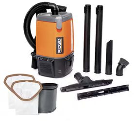 RIDGID 6 Qt. (1.5 Gal.) NXT Backpack Vacuum Cleaner with Filters and Shop Vacuum Attachments for Dry Applications HDB600