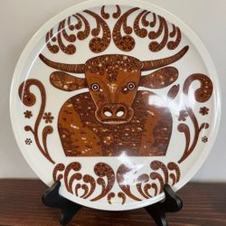 Vintage Retro Schonwald Germany Porcelain Plate Dish Cow Steer Dinnerware Home
