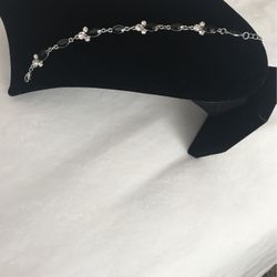 Nice Bracelet With Black And Clear Rhinestones , 10”long