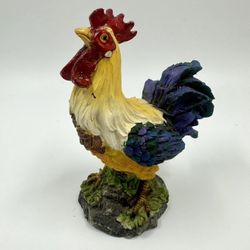 Vintage Rooster Polystone Figurine Colorful 5.5"H K's Collection Farmhouse Country Decor