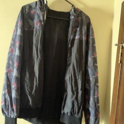 Floral, Hooded Zip-up Jacket