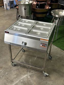 vaporera de gas propano de seis compartimientos para mantener la comida caliente