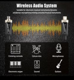 Wireless XLR Audio System, Wireless Microphone Transmitter and Receiver, USB Charging Port, Suitable for Dynamic and Condenser Microphone Audio Mixer-