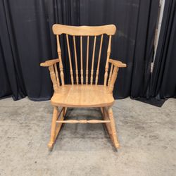 Natural Finish Spindle Back Rocking Chair