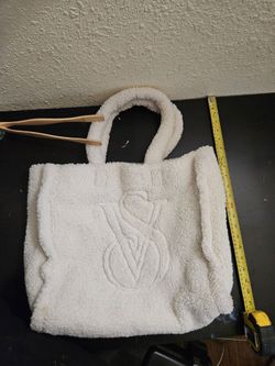 Victoria's Secret White Sherpa Carryall Fleece Fluffy Tote Bag