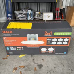 HALO CJB Series Matte White Round Dimmable LED Canless Wet rated Recessed Downlight 6 -Pack