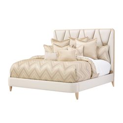 La Rachelle Medium Champagne/Champagne Upholstered Panel Bed