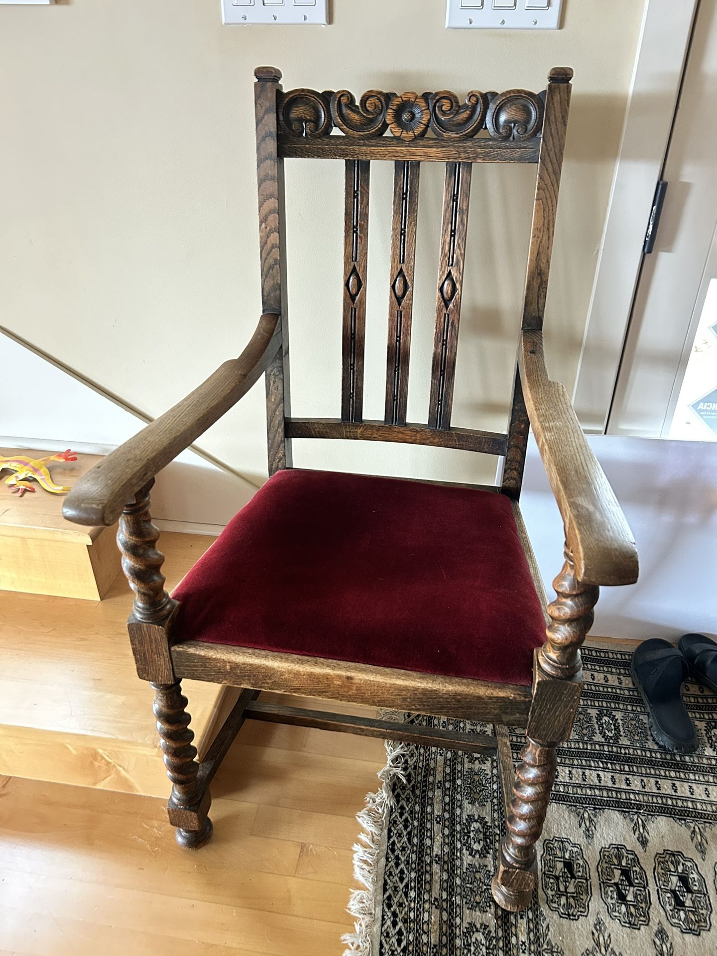 Antique oak barley twist armchair (not a reproduction)