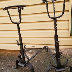 Fireplace Andirons/ Wrought Iron/ Heavy- Does Not Ship