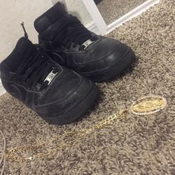 Black Air Forces And A Mary  Queen Necklace