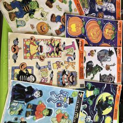 Halloween Window Clings Lot of 7  *EUC….clean….ready for use ❣️ *Reusable  Apply to clean windows, mirrors, appliances (if adherable), and more!  SEE 