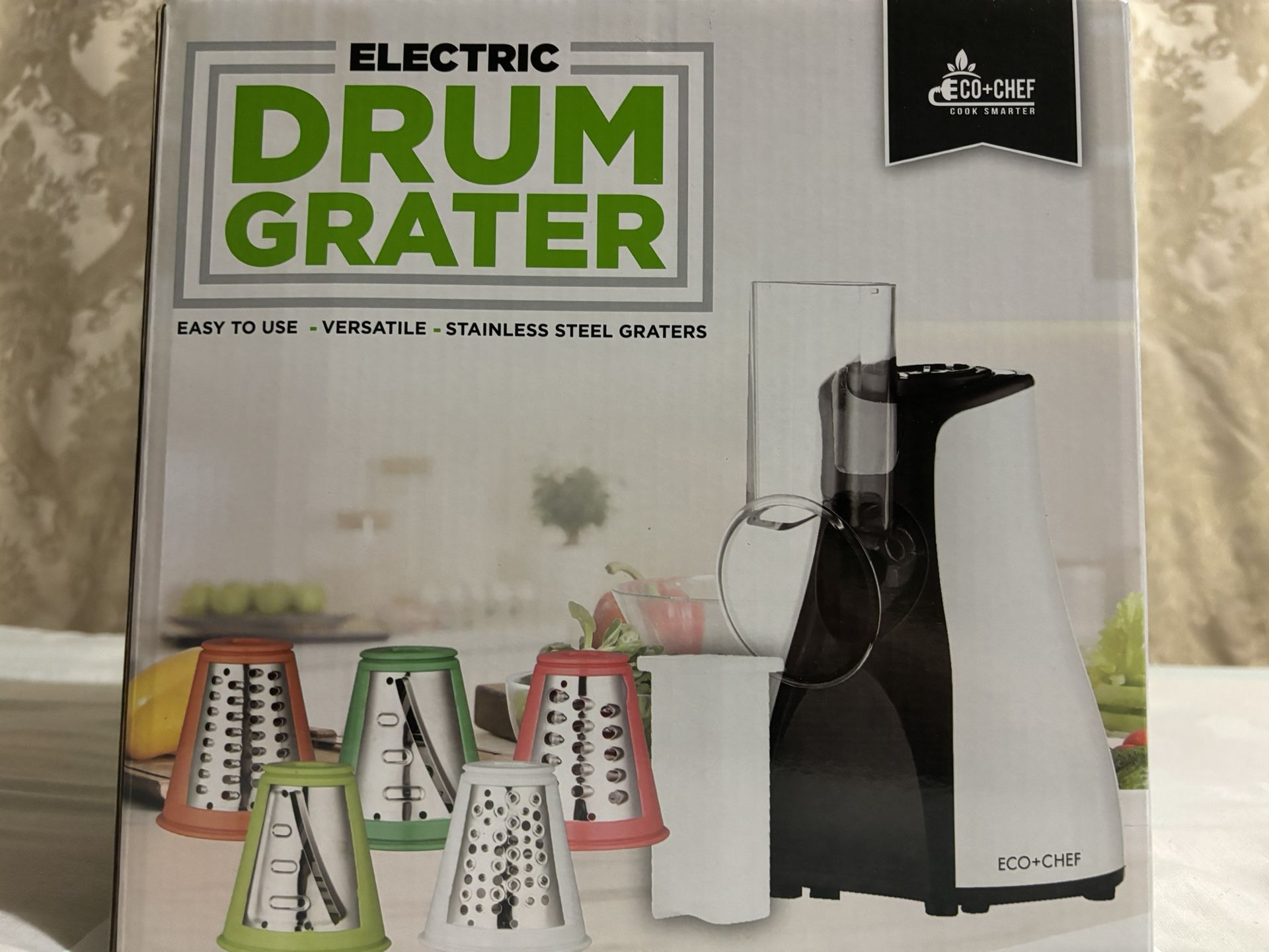 Eco+Chef Electric Drum Grater, 5-In-1 Electric Slicer For Home Kitchen