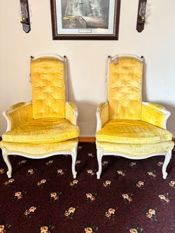 Pair of French Provincial Tufted Armchairs