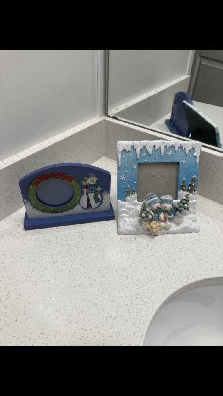 Snowman picture frames-2 count