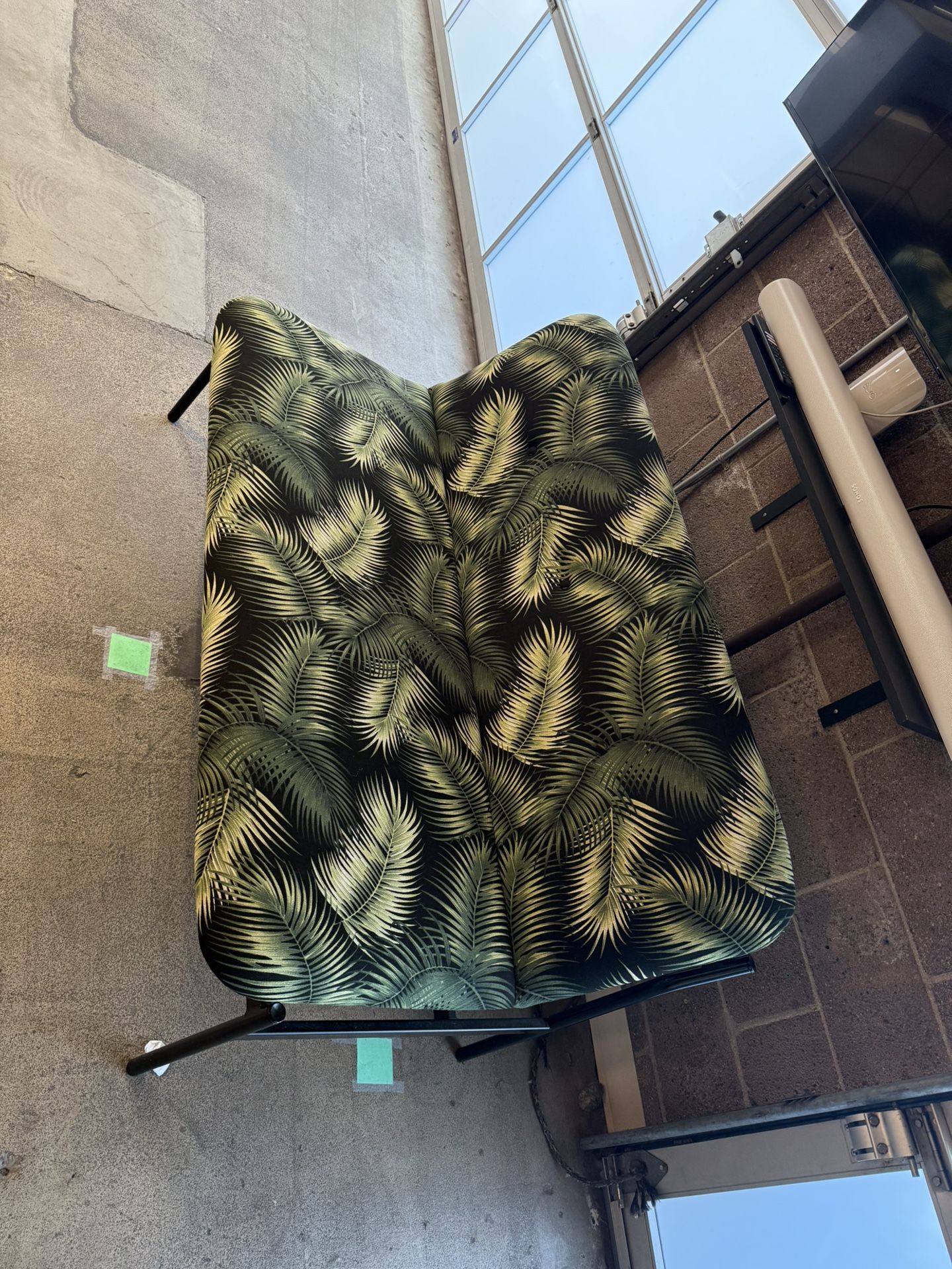 Modern Tropical Leaf Print Armless Lounge Sofa / Bench