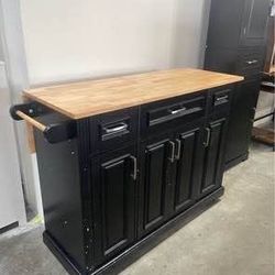 Newly Assembled Kitchen Island Cart on Wheels W/ Wood Drop Leaf Kitchen Rolling Cart